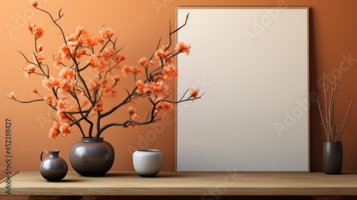Mock up poster frame close up on wall Dining Room Japan, Mockups Design 3D, HD