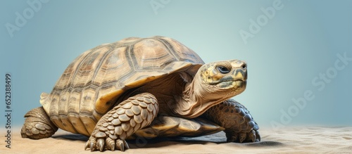 A 3D turtle model on isolated pastel background Copy space