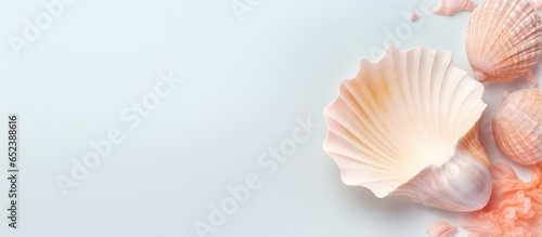 Seashell Tibia Fusus on a isolated pastel background Copy space photo