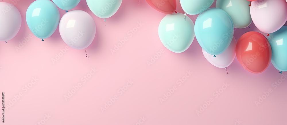 isolated birthday balloons isolated pastel background Copy space