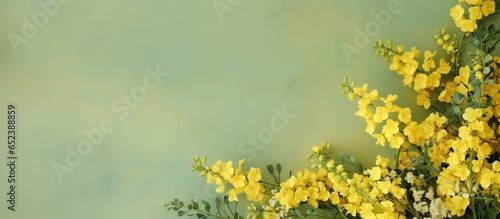 Mustard greens against isolated pastel background Copy space © vxnaghiyev