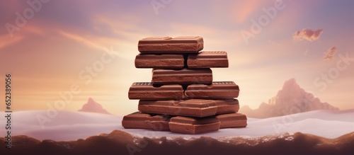 Chocolate bars stacked on a...