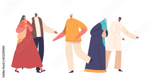 Diverse Group Of Arab People, Radiating Unity And Cultural Richness Through Their Attire, And Expressions, Vector