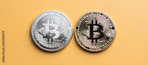 Bitcoin coin in silver and ...