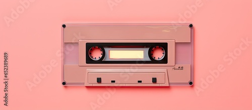 Retro style isolated pastel background Copy space with vintage cassette tape from the 80s