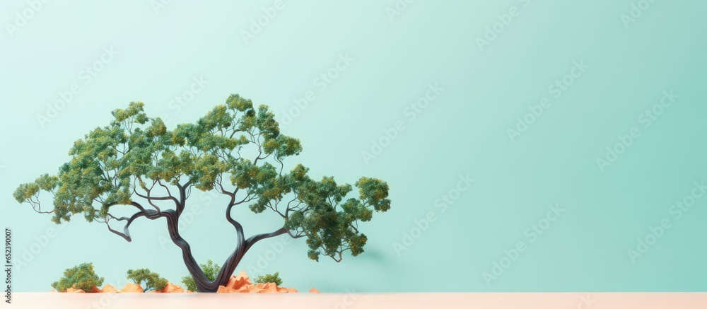 Tree alone on a isolated pastel background Copy space Tree alone on a isolated pastel background Copy space