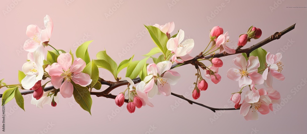 Apple blossom on a isolated pastel background Copy space Spring bloom Apple blossom on a isolated pastel background Copy space Spring bloom
