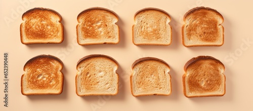 Isolated black 3D rendering of sliced bread arranged as toast isolated pastel background Copy space