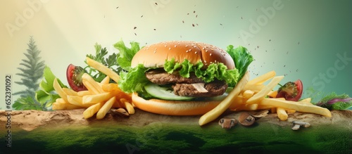 Sandwich with fries and sal...