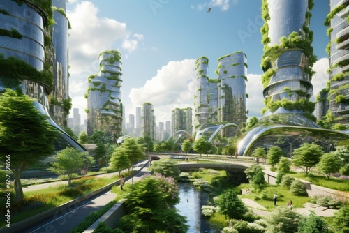 view of a futuristic city