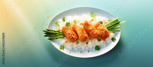 Chicken and rice with aspar...