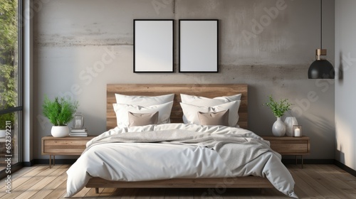 Mock up poster frame in BedroomContemporary Glam , Mockups Design 3D, HD