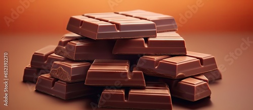 Chocolate bars stacked on a...