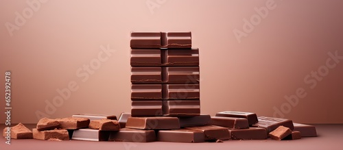 Chocolate bars stacked on a...