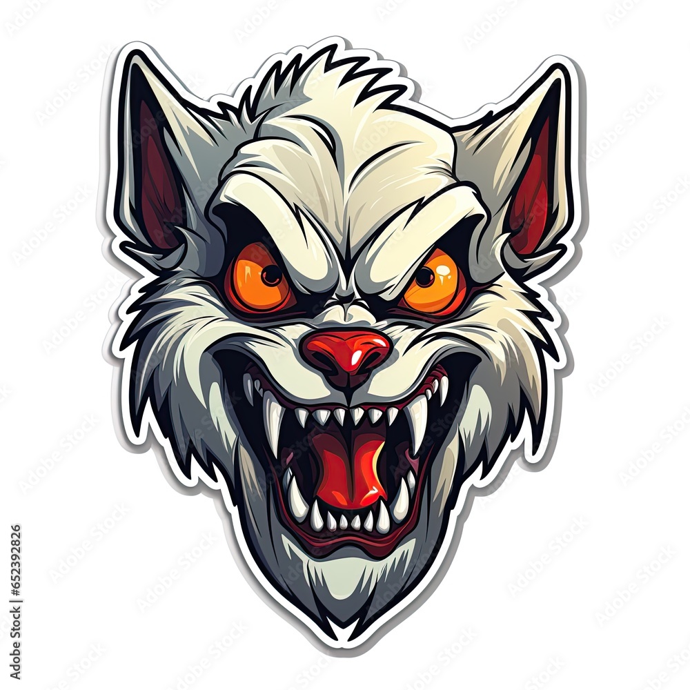 Werewolf sticker design on white background. Ai Generative