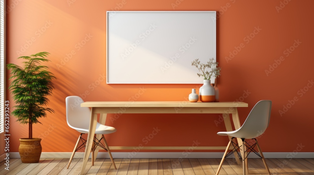 Mock up poster frame in Dining Room Scandinavian-Minima , Mockups Design 3D, HD Mock up poster frame in Dining Room Scandinavian-Minima , Mockups Design 3D, HD