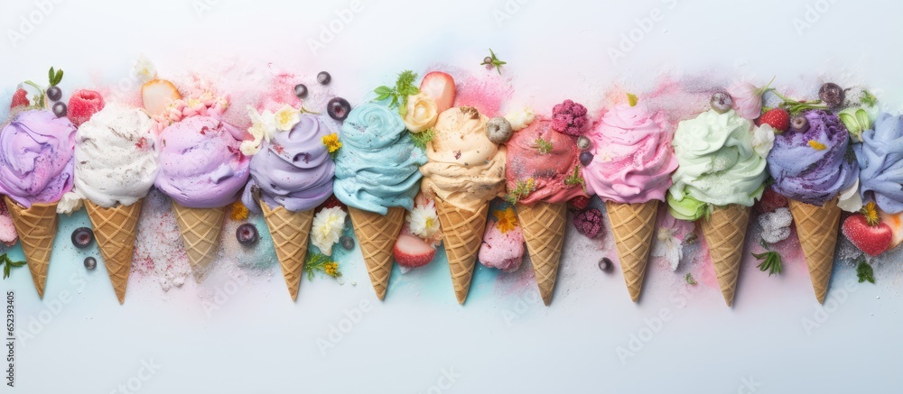 Thai made ice cream isolated pastel background Copy space