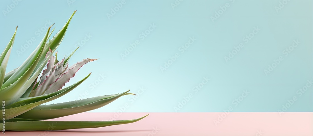 Aloe vera isolated on a isolated pastel background Copy space