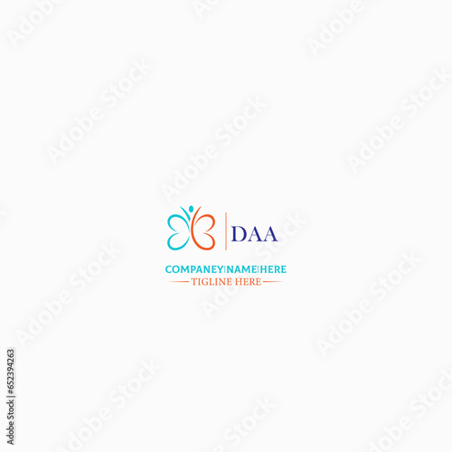 DAA letter logo design in six style. DAA polygon, circle, triangle, hexagon, flat and simple style with black and white color variation letter logo set in one artboard. DAA