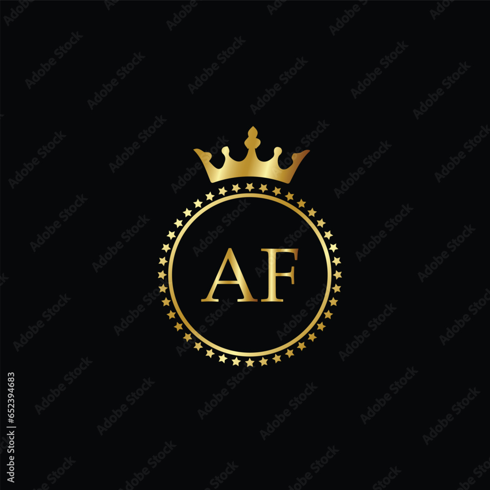 Circle Luxury AF Gold Logo design template Circle Luxury AF Gold Logo design template