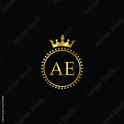  Circle Luxury AE Gold Logo design template