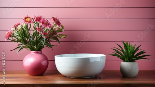 Mock up poster frame in Kitchen Modern Style in Pink, Mockups Design 3D, HD