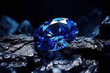 Tilt-Shift Elegance: Blue Sapphire on Black Stone