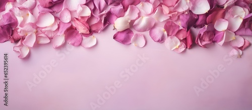 Petals of roses that are not fresh isolated pastel background Copy space