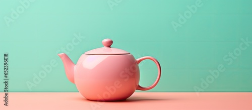 Isolated ceramic teapot isolated pastel background Copy space
