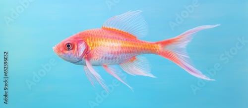 Puntius padamya commonly known as aquarium fish isolated pastel background Copy space © vxnaghiyev