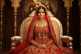 A bride from India's heartland in gold and red lehenga her mehndi and smile define her beautiful day