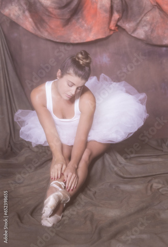 Lumen as a ballerina in Degas style using a nylon stocking over the lens to create Impressionism softening.