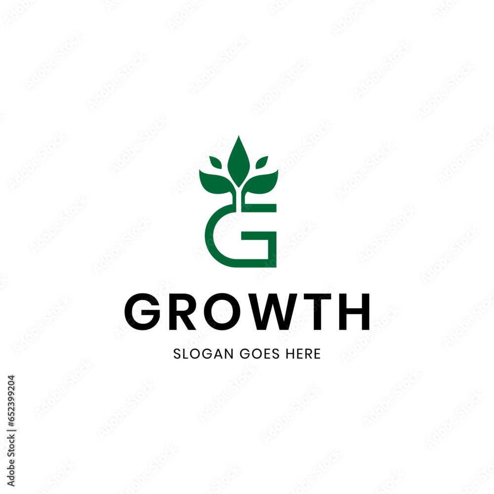 Fototapeta premium Vector letter g growth plant logo design