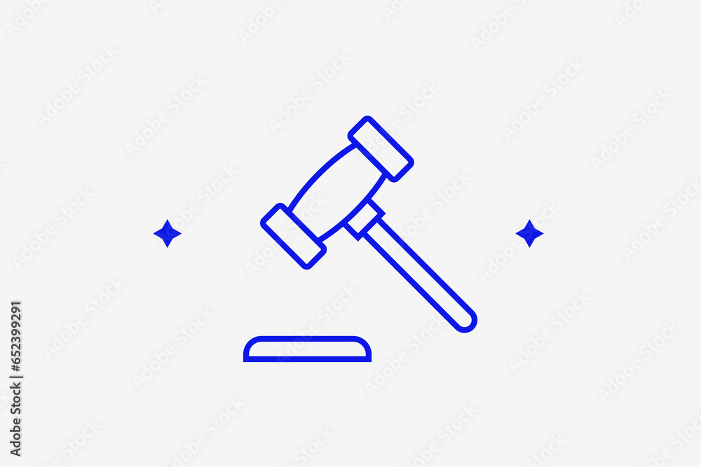 Geometric judge hammer illustration in flat style design. Vector illustration. Trend blue color. Geometric judge hammer illustration in flat style design. Vector illustration. Trend blue color.