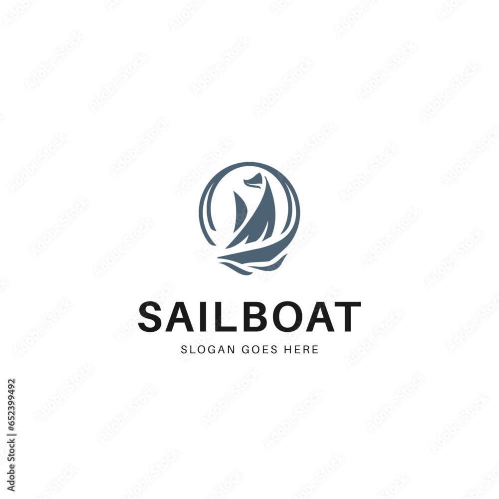 Vector sailing boat logo