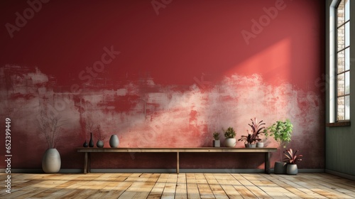 Wall mock up in Guest Room Modern Style in Warm Color , Mockups Design 3D, HD