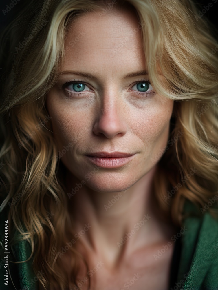 Portrait of a Beautiful Blonde Woman with Green Eyes. Portrait of a Beautiful Blonde Woman with Green Eyes.