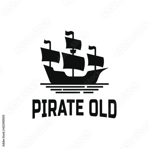 Valokuva Sailing ship logo design idea, pirate old logo design