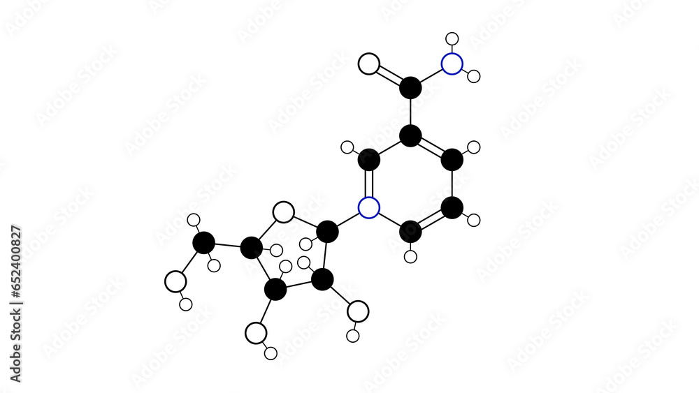 nicotinamide riboside molecule, structural chemical formula, balland