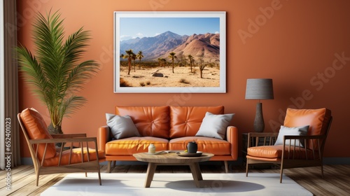 Wallpaper Mural Wall mockup in Living Room Tropical in Warm Color, Mockups Design 3D, HD Torontodigital.ca