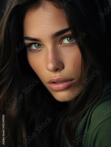 Wallpaper Mural Portrait of a Beautiful Woman with Green Eyes and Dark Hairs. Torontodigital.ca