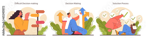 Decision-making set. Strategic thinking, brainstorming and solution research.