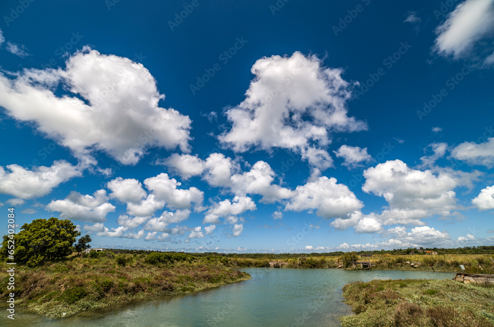 Canal ou étier sur l'île d'Oléron à Saint-Georges-d'Oléron, Charente-Maritime, France