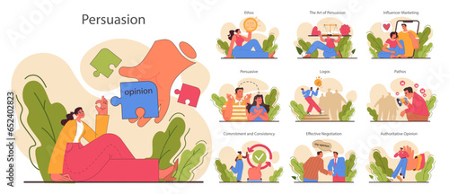 Persuasion set. Soft skill, the ability to convince people. Cognitive influence