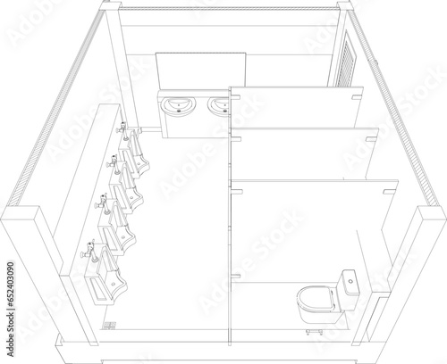 3D illustration of modular bathroom
