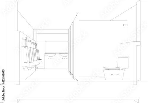 3D illustration of modular bathroom