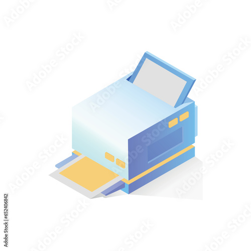 Realistic vector isometric illustration of a printer.