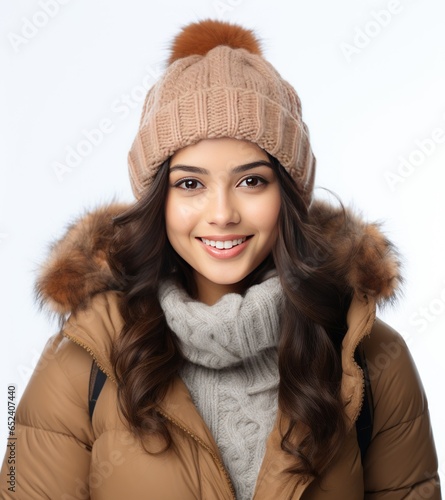 Young girl embracing winter with style