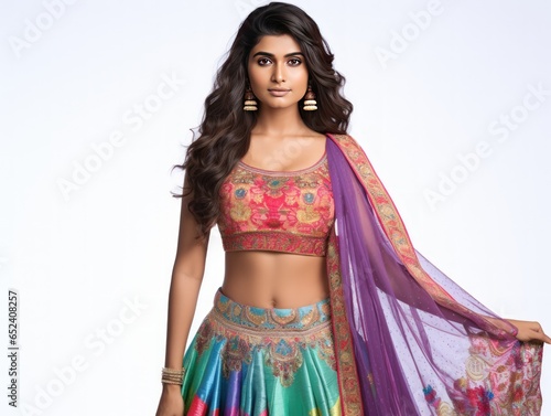 Fusion style Modern lehenga choli with vibrant colors photo