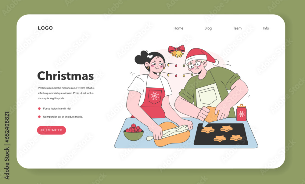 Fototapeta premium Characters celebrate christmas and new year web banner or landing page.